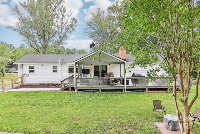 68 Broyles Rd, Hendersonville, NC 28791 - rear view of house with a chimney and a wooden deck