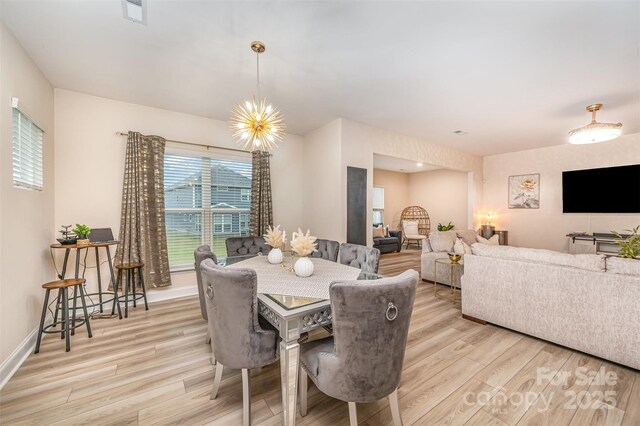 705 Hinterland Ln, Matthews, NC 28104 - dining room featuring wood finished floors, baseboards, and a chandelier