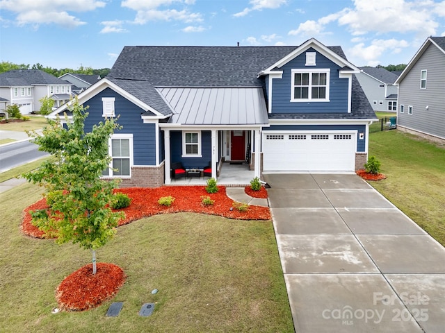705 Hinterland Ln, Matthews, NC 28104 - view of front facade with brick siding, covered porch, driveway, and roof with shingles