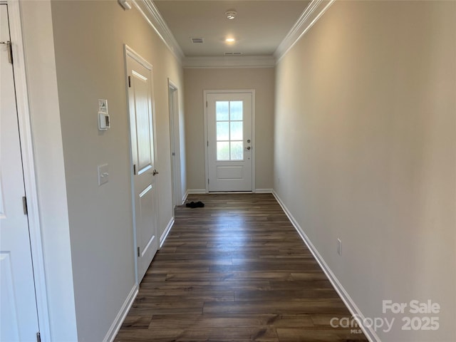 108 Red Juniper Way, Statesville, NC 28625 - entryway featuring ornamental molding, dark wood-style flooring, and baseboards