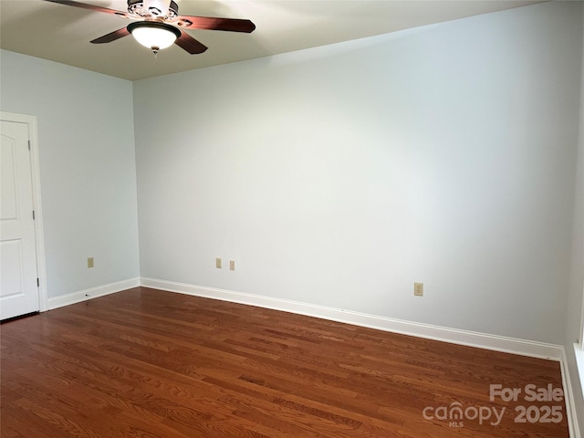 129 Steinbeck Way Unit B, Mooresville, NC 28117 - unfurnished room featuring dark wood finished floors, a ceiling fan, and baseboards
