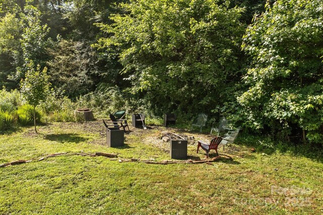 2021 Tarzi Ln, Charlotte, NC 28215 - view of grassy yard with a fire pit