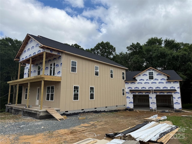 7217 Tesh Rd Unit 5, Monroe, NC 28110 - view of side of home with crawl space, a balcony, board and batten siding, and a porch