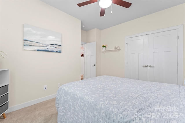 5079 Skyfest Dr, Charlotte, NC 28215 - carpeted bedroom with baseboards, a closet, and ceiling fan