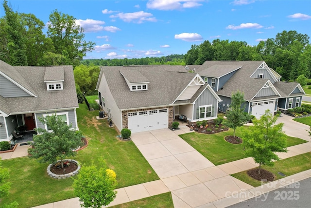 5079 Skyfest Dr, Charlotte, NC 28215 - craftsman house featuring driveway, board and batten siding, and a front lawn