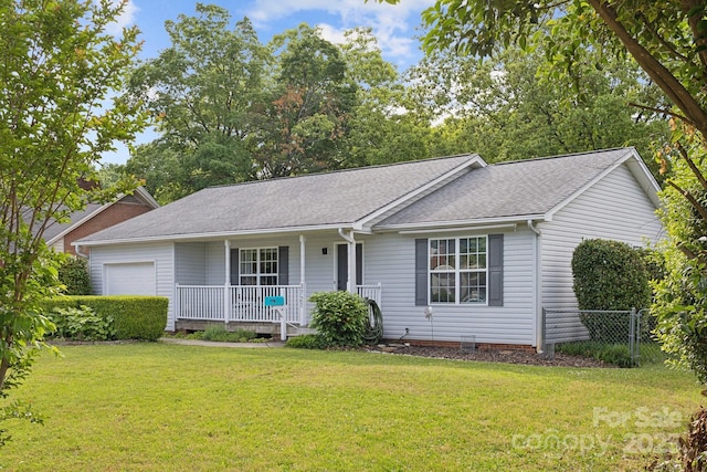 3721 Conway Ave, Charlotte, NC 28209 - ranch-style house featuring a porch, a garage, and a shingled roof