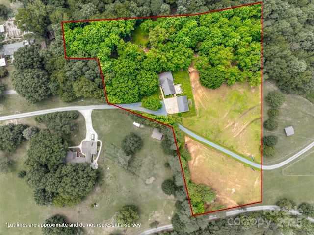 7712 Old Waxhaw Monroe Rd, Waxhaw, NC 28173 - aerial view of property and surrounding area featuring property boundaries highlighted