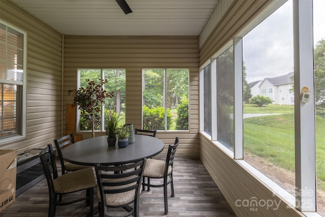 4637 Willow Glen Rd, Harrisburg, NC 28075 - sunroom featuring a ceiling fan and outdoor dining space