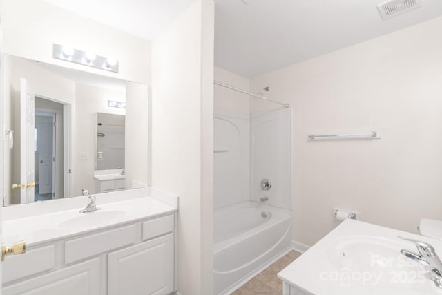 9641 Bellamy Pl NW, Concord, NC 28027 - full bathroom featuring vanity, bathing tub / shower combination, tile patterned floors, and baseboards