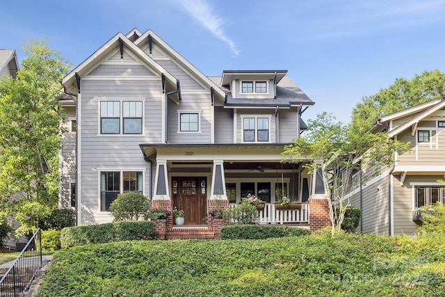 2221 Kenmore Ave, Charlotte, NC 28204 - craftsman-style home featuring covered porch and ceiling fan