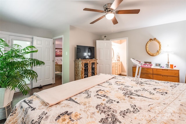 1804 Fairlawn Ct, Rock Hill, SC 29732 - bedroom with wood finished floors, a ceiling fan, and connected bathroom