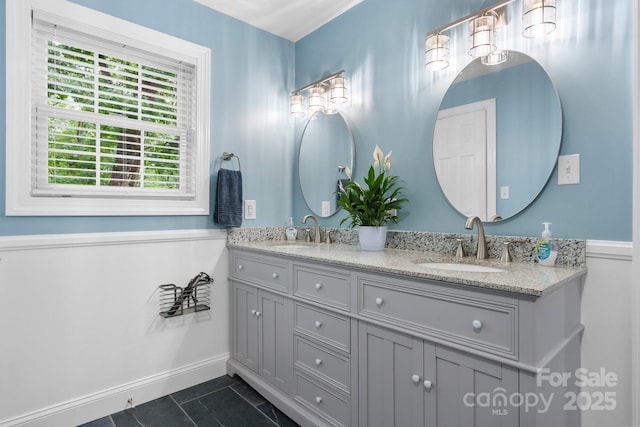 1035 15th Ave NW, Hickory, NC 28601 - full bathroom with double vanity, tile patterned floors, and baseboards