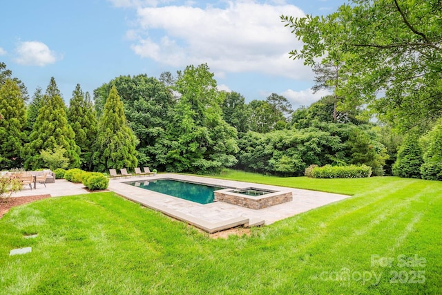 3009 Ocaso Ct, Matthews, NC 28104 - swimming pool featuring a patio, a yard, and an in-ground hot tub