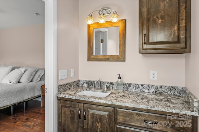 2508 Wolf Pit Rd, Morganton, NC 28655 - bathroom with vanity and wood finished floors