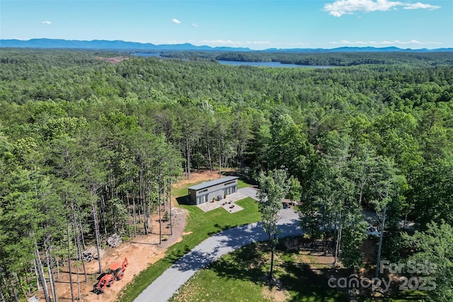 2508 Wolf Pit Rd, Morganton, NC 28655 - drone / aerial view of a heavily wooded area and a water and mountain view