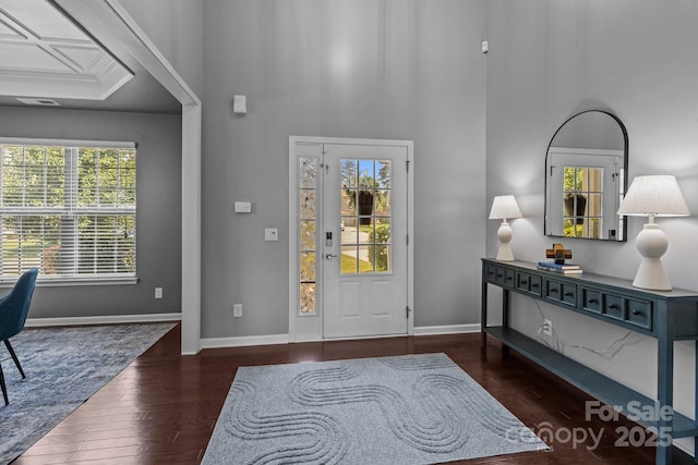 1035 Ivey Ct, Indian Land, SC 29707 - foyer with wood finished floors, baseboards, and a towering ceiling
