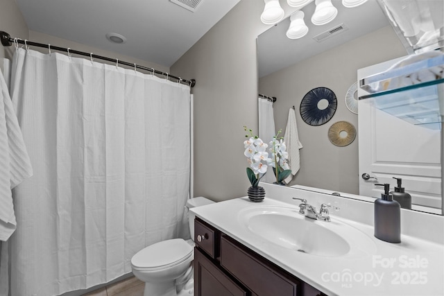 1035 Ivey Ct, Indian Land, SC 29707 - bathroom with toilet, vanity, tile patterned floors, and a shower with curtain
