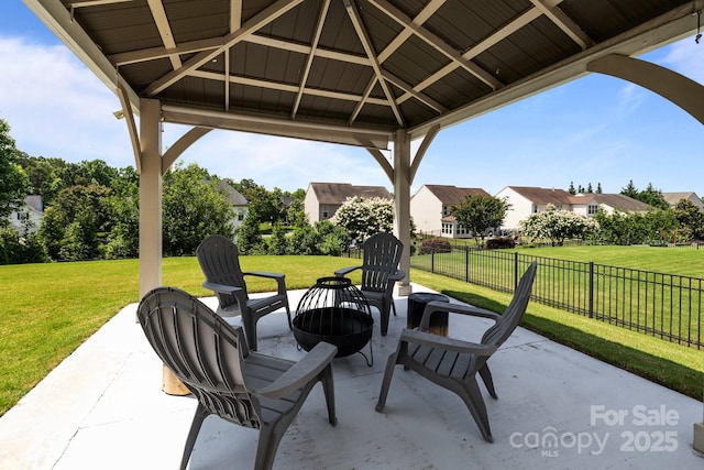 1035 Ivey Ct, Indian Land, SC 29707 - view of patio featuring a gazebo and an outdoor fire pit
