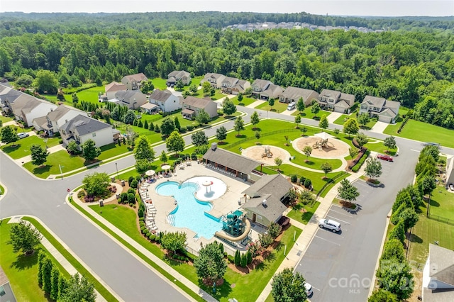 1035 Ivey Ct, Indian Land, SC 29707 - aerial view of residential area with a forest and a pool