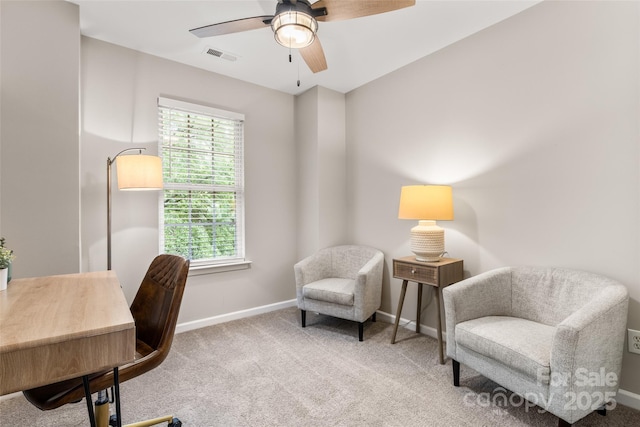 9651 Bailey Rd, Cornelius, NC 28031 - home office with a ceiling fan, carpet floors, and baseboards