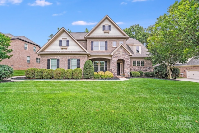 8070 Clems Branch Rd, Indian Land, SC 29707 - view of front of home featuring a front yard, stone siding, brick siding, and a shingled roof