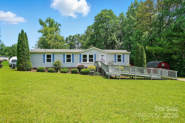 231 Valley View Dr, Clover, SC 29710 - view of front of property with a front lawn, a deck, crawl space, and roof with shingles