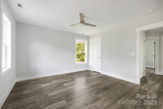 156 Mingus Hill Rd, Canton, NC 28716 - spare room with a ceiling fan, dark wood-type flooring, baseboards, and a smoke detector