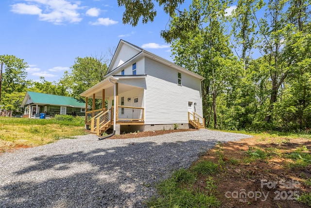 156 Mingus Hill Rd, Canton, NC 28716 - view of side of home with crawl space, a porch, and driveway