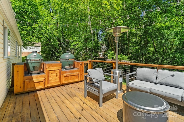 7018 Rollingridge Dr, Charlotte, NC 28211 - wooden terrace featuring outdoor lounge area and grilling area