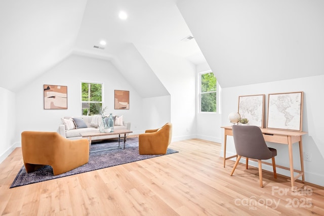 106 Arbor Dr, Waxhaw, NC 28173 - office featuring wood finished floors, plenty of natural light, vaulted ceiling, and baseboards