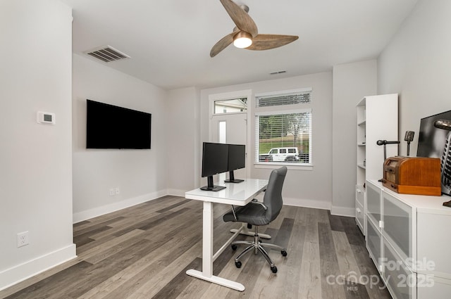 235 S Bruns Ave, Charlotte, NC 28208 - office space featuring wood finished floors, baseboards, and ceiling fan