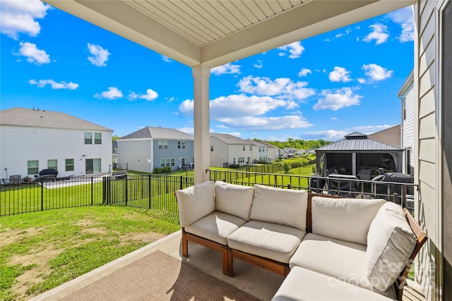 3938 Isenhour Rd, Kannapolis, NC 28081 - view of patio featuring an outdoor living space, a residential view, and a gazebo