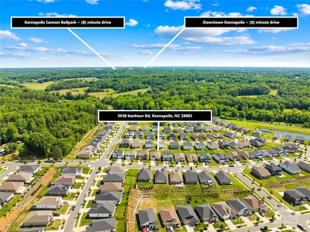 3938 Isenhour Rd, Kannapolis, NC 28081 - aerial perspective of suburban area featuring a forest