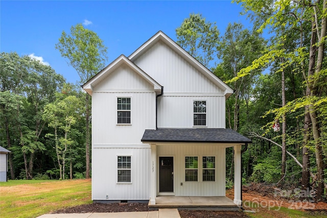 1723 Rhyneland Cir, Gastonia, NC 28054 - modern inspired farmhouse featuring a shingled roof and a porch