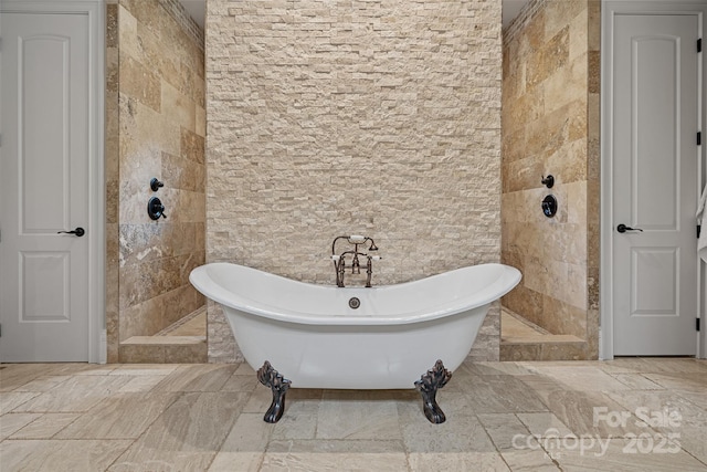 117 Walking Horse Trl, Davidson, NC 28036 - full bathroom featuring tile walls, a soaking tub, and tiled shower