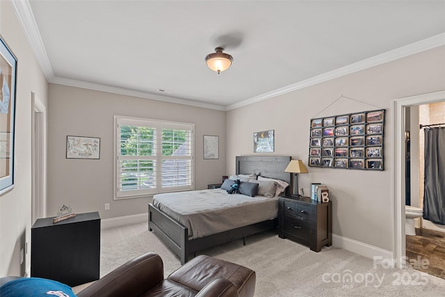 117 Walking Horse Trl, Davidson, NC 28036 - bedroom with light colored carpet, crown molding, and ensuite bath