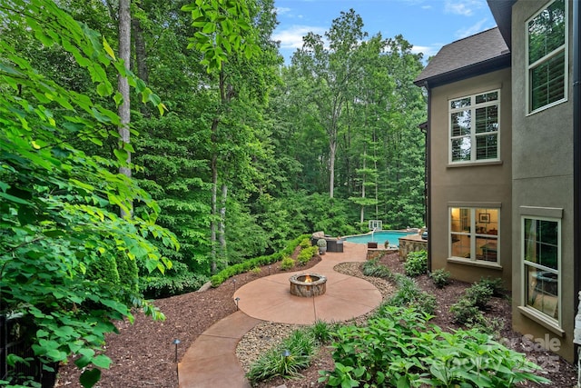 117 Walking Horse Trl, Davidson, NC 28036 - view of yard with a fire pit, a patio area, and an outdoor pool
