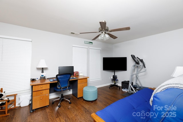 609 Atherton Way, Rock Hill, SC 29730 - bedroom with an office area, wood finished floors, ceiling fan, and baseboards