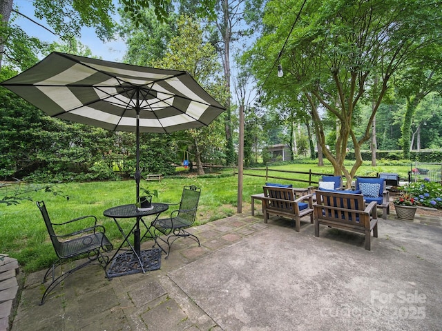 2026 Knell Dr, Charlotte, NC 28212 - view of patio / terrace with outdoor lounge area and view of scattered trees