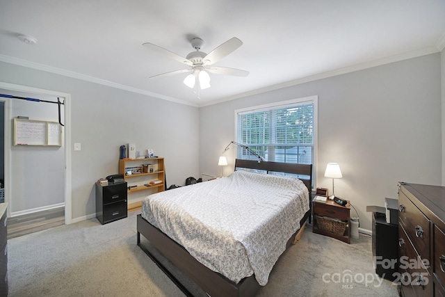 2302 Douglas Rd, Lancaster, SC 29720 - bedroom featuring light carpet, crown molding, and ceiling fan