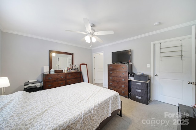 2302 Douglas Rd, Lancaster, SC 29720 - bedroom with light carpet, crown molding, and ceiling fan