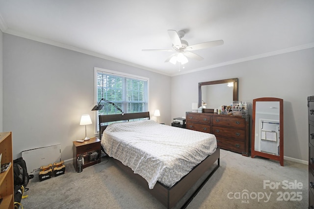 2302 Douglas Rd, Lancaster, SC 29720 - bedroom featuring light colored carpet, ornamental molding, and ceiling fan