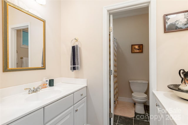 201 Kawani Ln, Brevard, NC 28712 - bathroom with vanity, toilet, tile patterned flooring, and baseboards