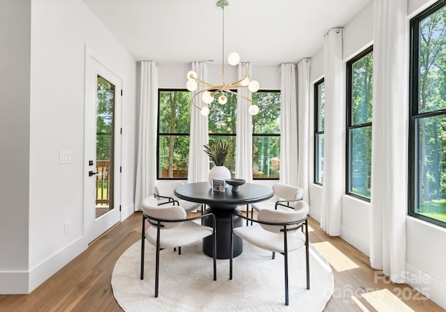 1626 Burtonwood Cir, Charlotte, NC 28212 - dining area featuring a chandelier and light wood-type flooring