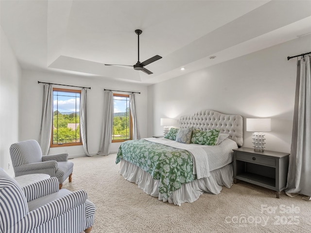 15 Carl Roberts Rd, Alexander, NC 28701 - carpeted bedroom with a ceiling fan, recessed lighting, a raised ceiling, and baseboards
