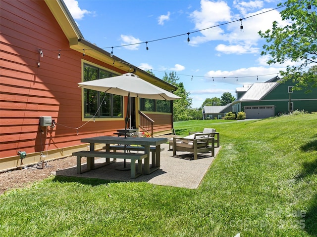 15 Carl Roberts Rd, Alexander, NC 28701 - view of green lawn with an outdoor hangout area and a patio
