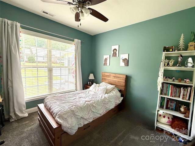 3110 Richards Way Dr, Rock Hill, SC 29732 - bedroom featuring dark carpet, a ceiling fan, and baseboards