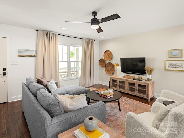 8 Rose Briar Cir, Weaverville, NC 28787 - living area featuring wood finished floors, ceiling fan, recessed lighting, and baseboards