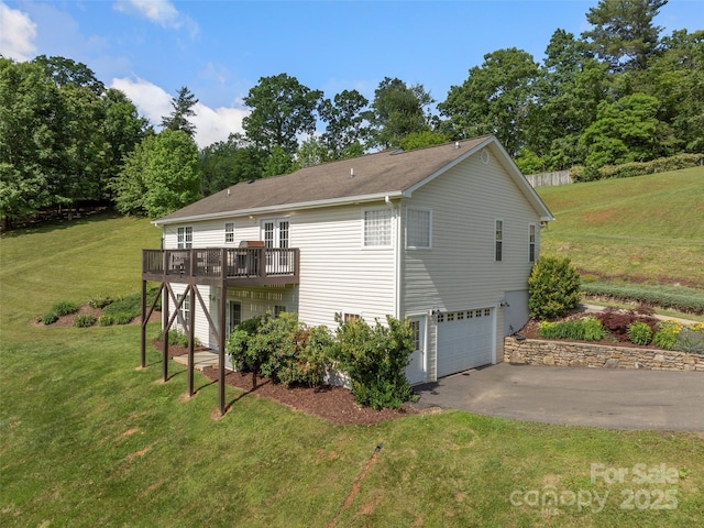 8 Rose Briar Cir, Weaverville, NC 28787 - view of side of home featuring a deck, an attached garage, a yard, and driveway