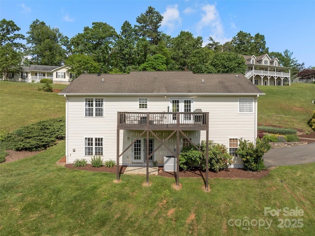8 Rose Briar Cir, Weaverville, NC 28787 - rear view of property with a lawn, a wooden deck, french doors, and a patio area